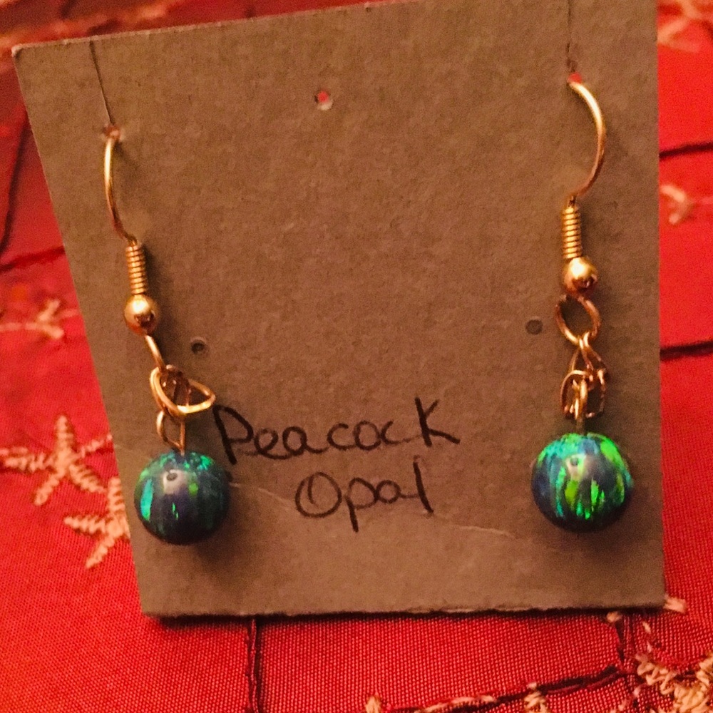 peacock opal dangle earrings